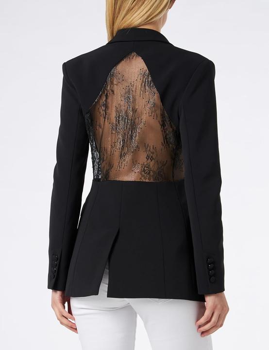 Actual product image Pinko Neerose Technical Crepe Stretch Laminated Trim Blazer (30)