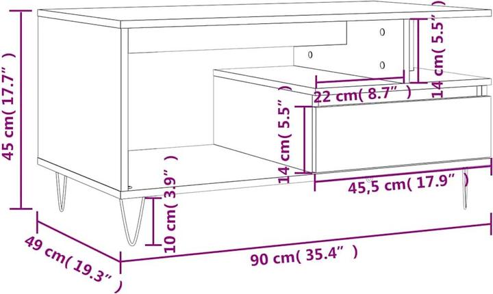 Image du produit vidaXL Couchtisch (90 x 49 x 45 cm)