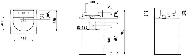 Actual product image Laufen Running Sonar Hand-rinse basin, without tap hole, with overflow, 410x420mm, incl. valve cover, incl. (502 mm, 410 mm)