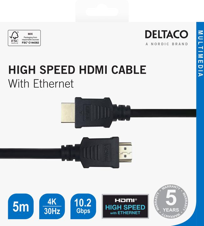 Image du produit Deltaco HDMI kabelis 4K UHD, 5m, juodas (5 m)