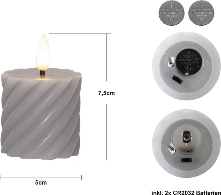 Actual product image Star Trading LED candles with timer function | Pillar candles grey | LED candle with timer | Pillar candles (1 x)