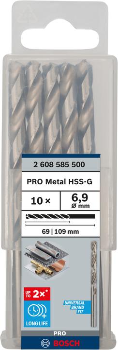 Immagine prodotto Bosch Professional Zubehör Trapano PRO Metal HSS-G, 6,9 x 69 x 109 mm (6,9 mm)