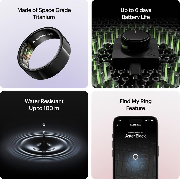 Actual product image Ultrahuman Ring Air (5, Aster Black)