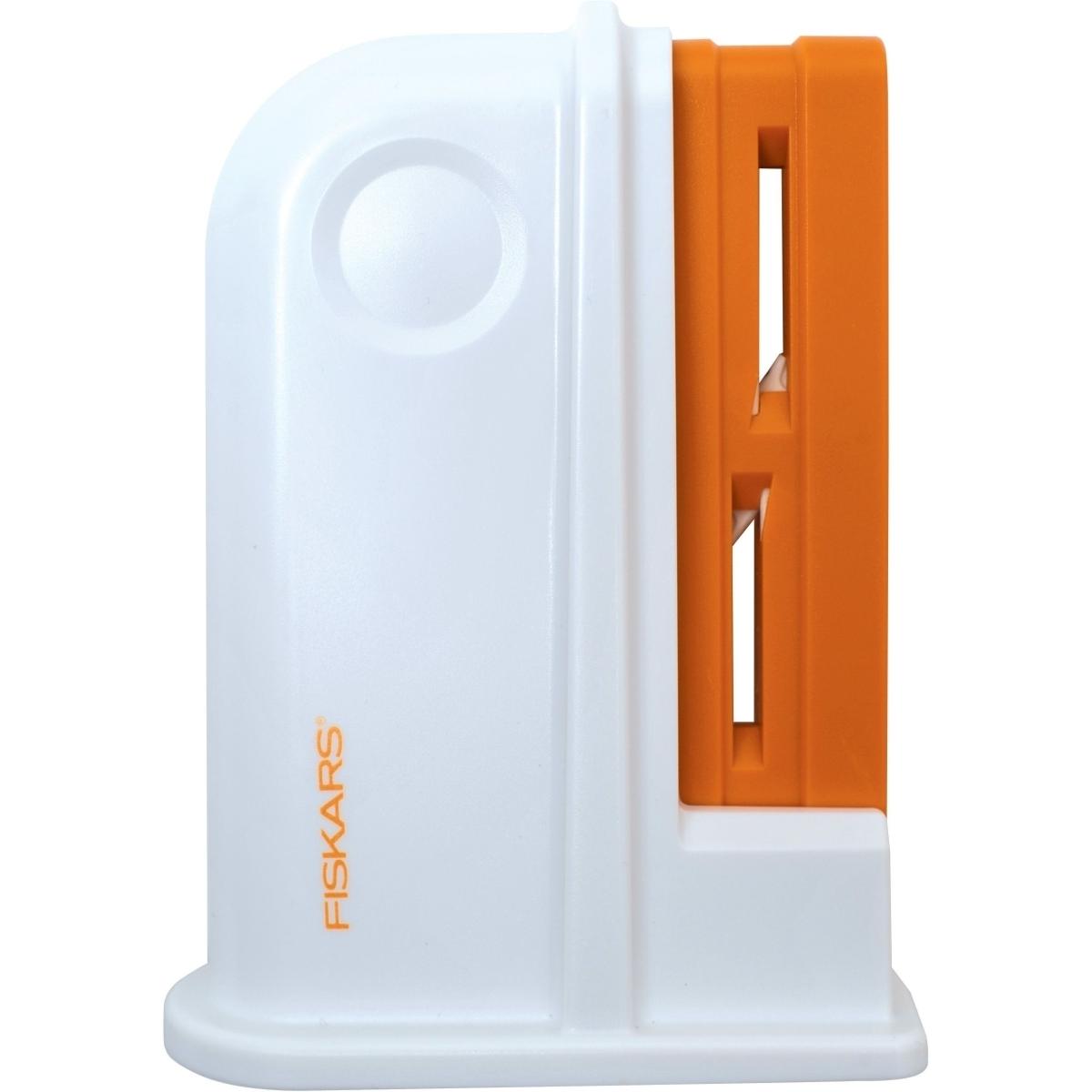 Fiskars Desktop Universal Scherenschärfer (198620), Messerschärfer, Weiss, Orange