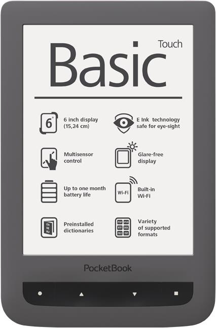 PocketBook Basic Touch (6", 4 GB, Grey, White)