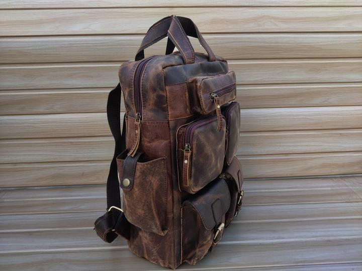 Actual product image Only-Bags.Store Leather laptop backpack, computer black genuine leather strap, back pack leather laptop