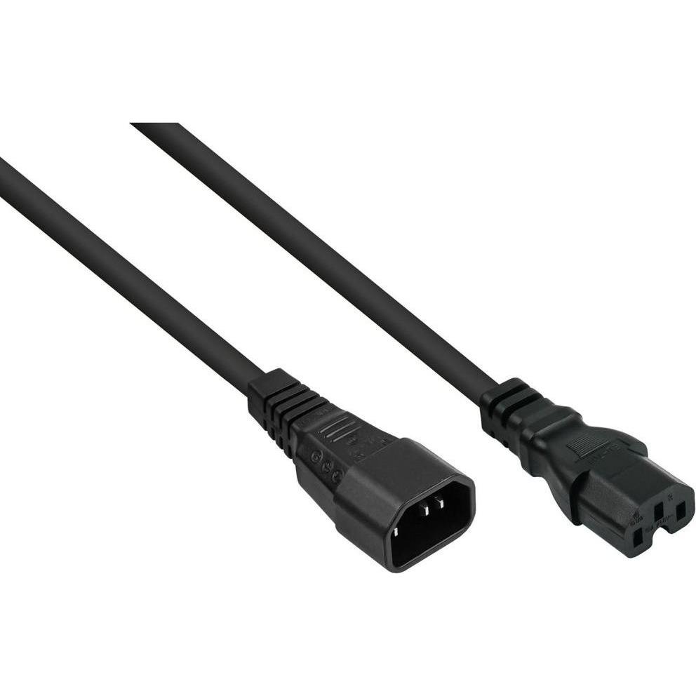 Varia Kaltgeräte-Warmgeräte-Verbindungskabel C14 (gerade) an C15 (gerade), schwarz, 1,00mm², 0,5m, Cavo di alimentazione