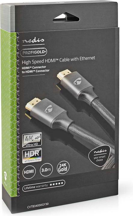 Actual product image Nedis High Speed HDMI ™ Cable with Ethernet | HDMI™ Plug | HDMI™ Plug | 4K@60Hz | ARC | 18 Gb (3 m)