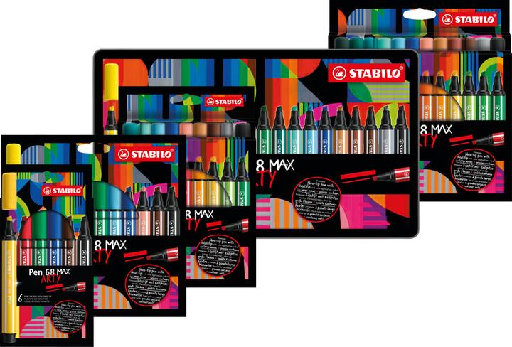 Produktbild STABILO Pen 68 Max 6er Etui Arty (Mehrfarbig, 6 x)