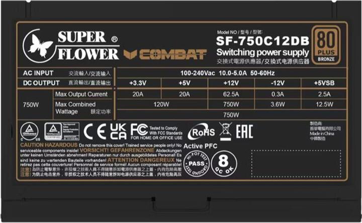 Actual product image Super Flower Combat DB Netzteil, 80 PLUS Bronze, ATX 3.1 - 750 Watt (750 W)