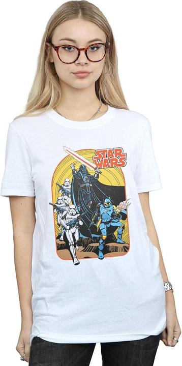 Actual product image Star Wars Womens/Ladies Vintage Comic Scene Cotton Boyfriend T-Shirt (4XL)