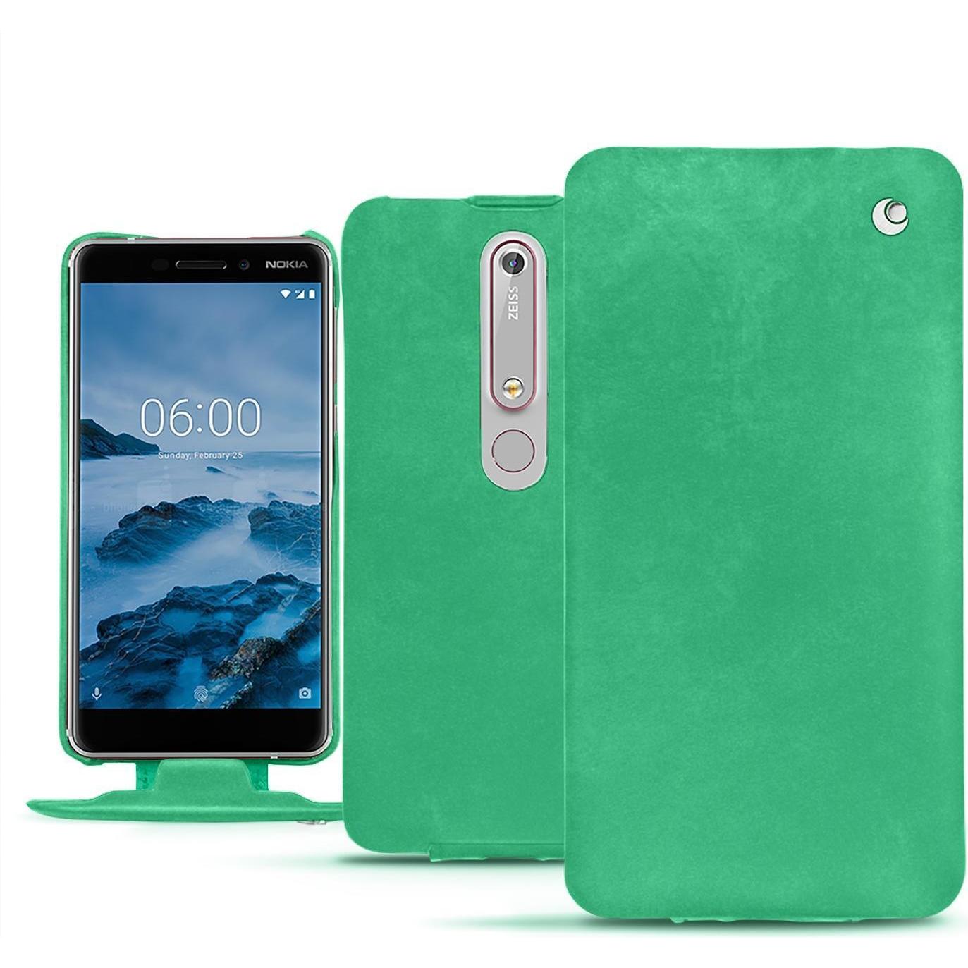 Noreve Lederschutzhülle vertikal (Nokia 6 (2018)), Smartphone Hülle, Grün