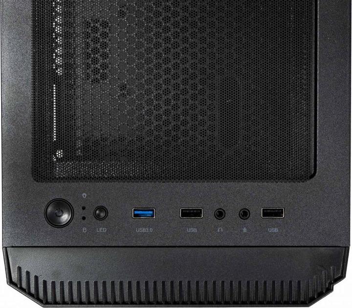 Actual product image Evolveo M5, case mATX, 2x USB2.0 / 1x USB3.0 / 3x120mm LED / černý s průhlednou bočnicí (Mini-ATX)