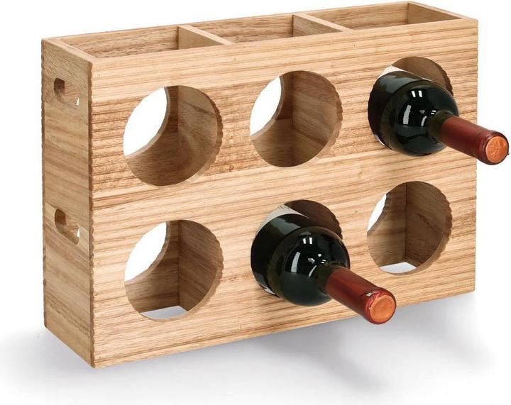 Image du produit Zeller Present Casier à vin "Stripes", pour 6 bouteilles, hévéa (6 bouteilles)