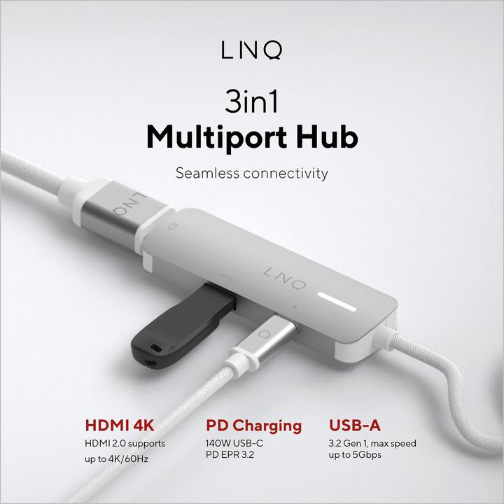 Actual product image LINQ Connects 3in1 USB-C multiport hub (USB-C, 3 ports)