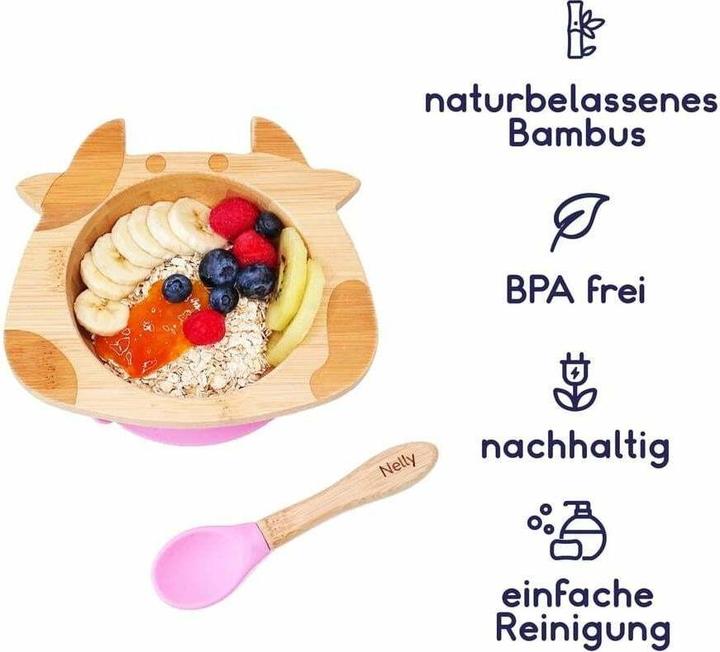 Actual product image Kleiner Fuchs Babyteller Bambus Kuh Rosa