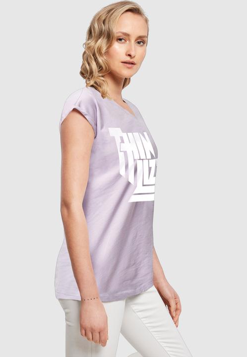 Immagine prodotto Merchcode Donna Thin Lizzy - TL Stacked Logo White Extended Shoulder Tee - 181487 (S)