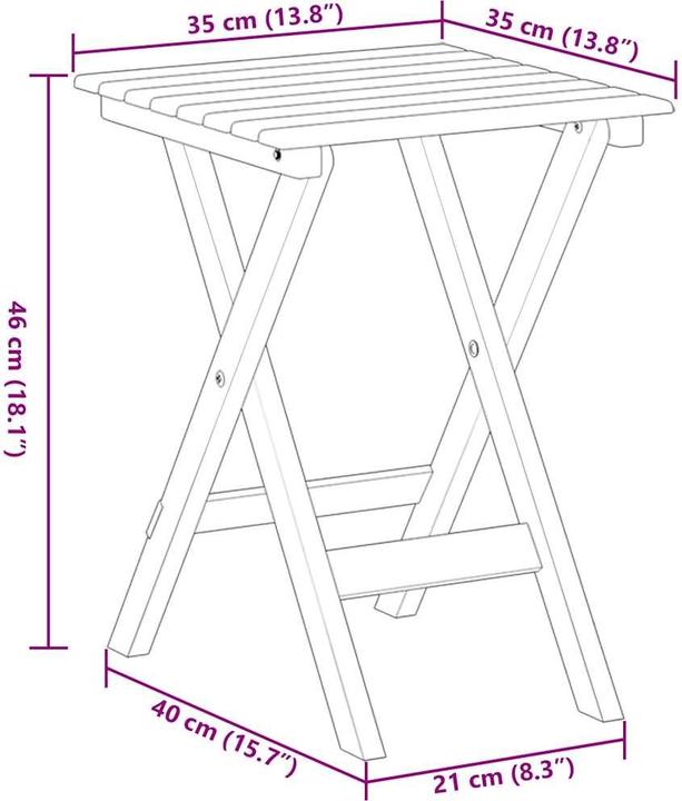 Image du produit vidaXL Table d'appoint pliante en peuplier