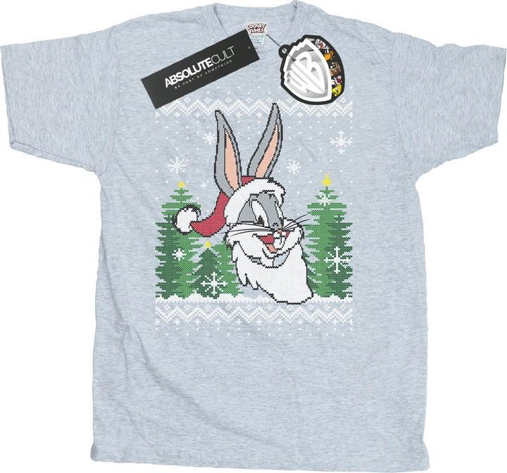 Actual product image Looney Tunes Mens Bugs Bunny Christmas Fair Isle T-Shirt (3XL)
