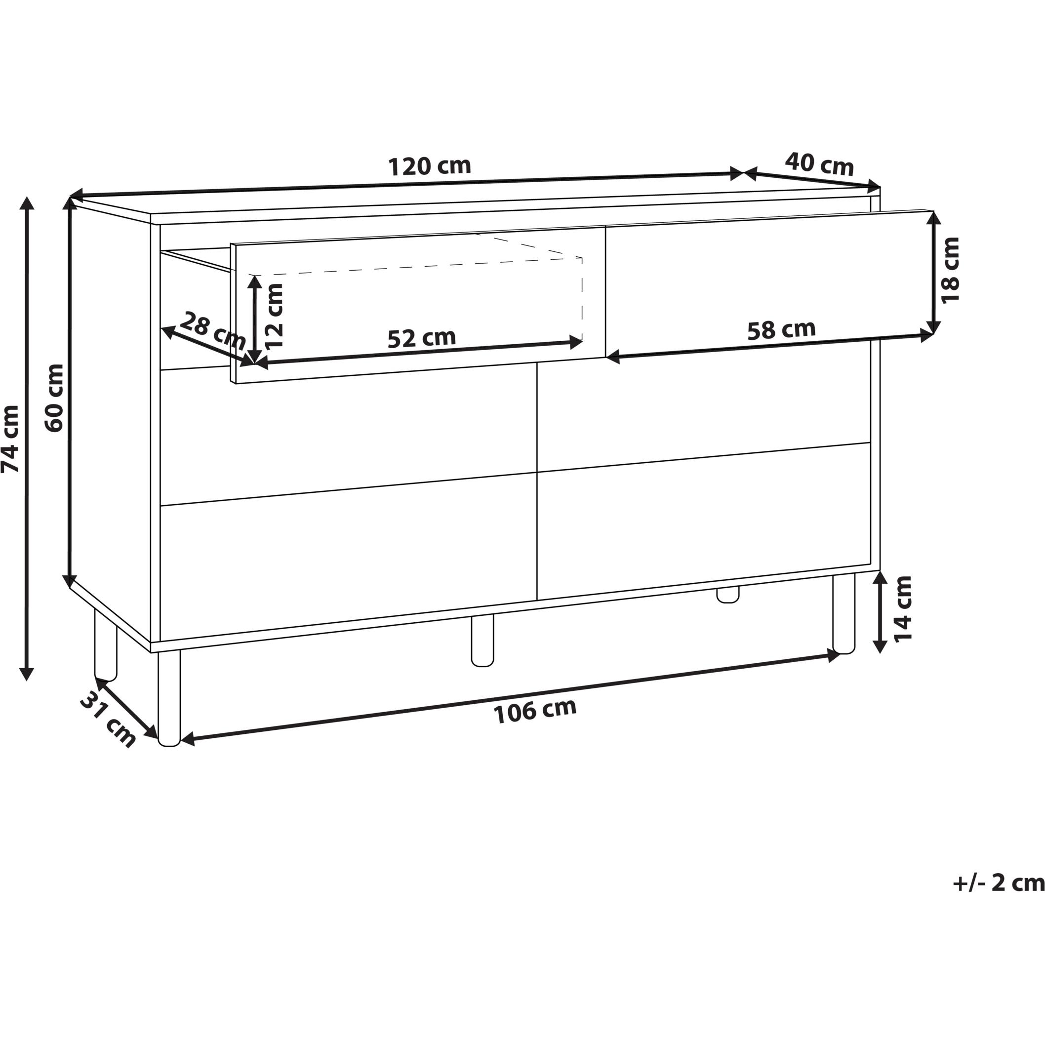 Thumbnail - Beliani, Kommode + Sideboard, Sharpe (120 x 40 x 74 cm)