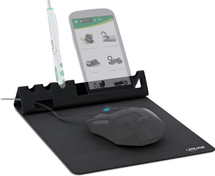 Actual product image InLine Multifunctional mouse pad with mobile phone and pen holder
