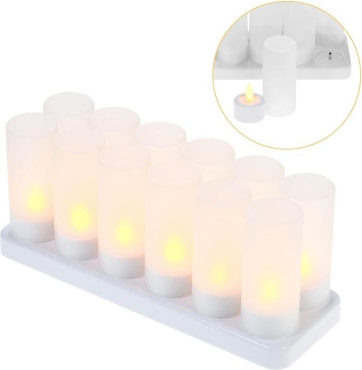 Produktbild Esmée LED Teelichter, 12er Set, Deko Kerzen, inkl. Ladestation, warmweiss (12 x)