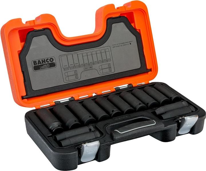 Produktbild Bahco 1/2"-Kraftsteckschlüssel-Satz, metrisch, Sechskant, phosphatiert - 14-teilig (1/2")