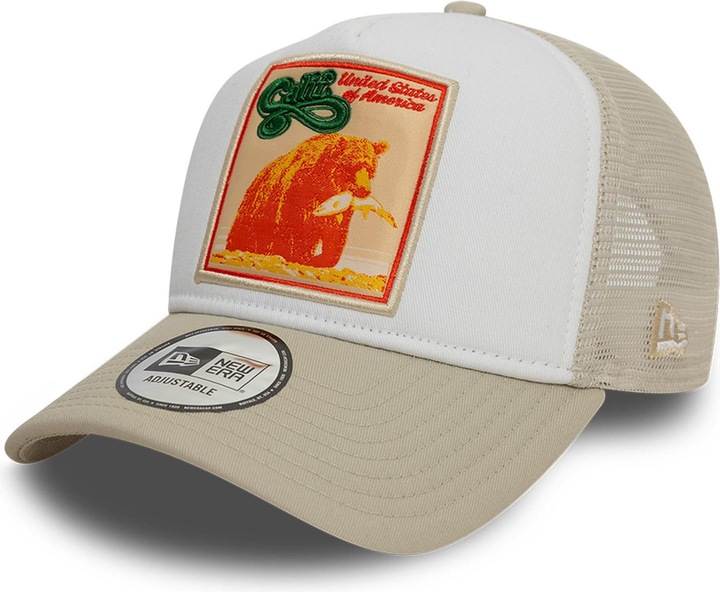 Actual product image New Era A-Frame Mesh Trucker Cap - California Patch Beige (One size)