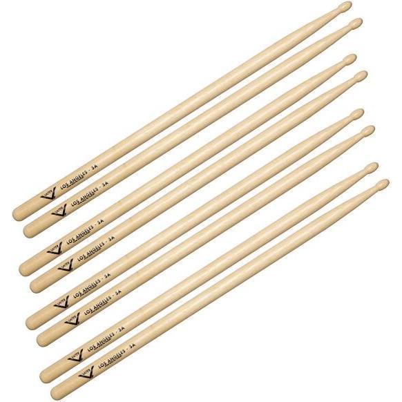 Vater Los Angeles 5A Wood Tip Drumsticks 4 Paar (Drumsticks), Drumsticks + Schlägel, Braun