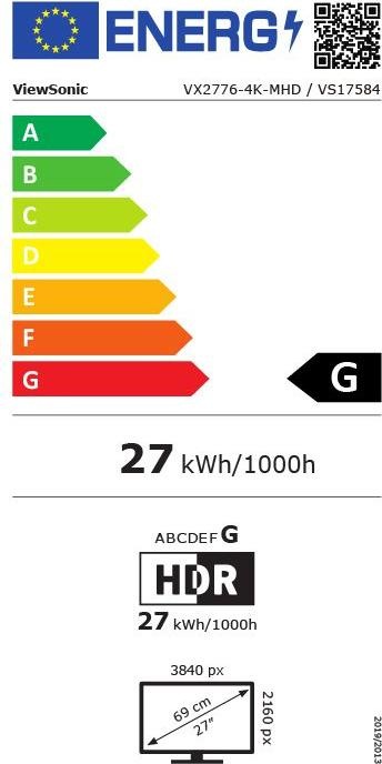 Energie-Label Viewsonic VX2776-4K-mhd (3840 x 2160 Pixel, 27")