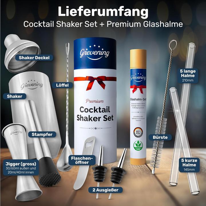 Immagine prodotto Grevening Cocktail Shaker Set (Set da cocktail)