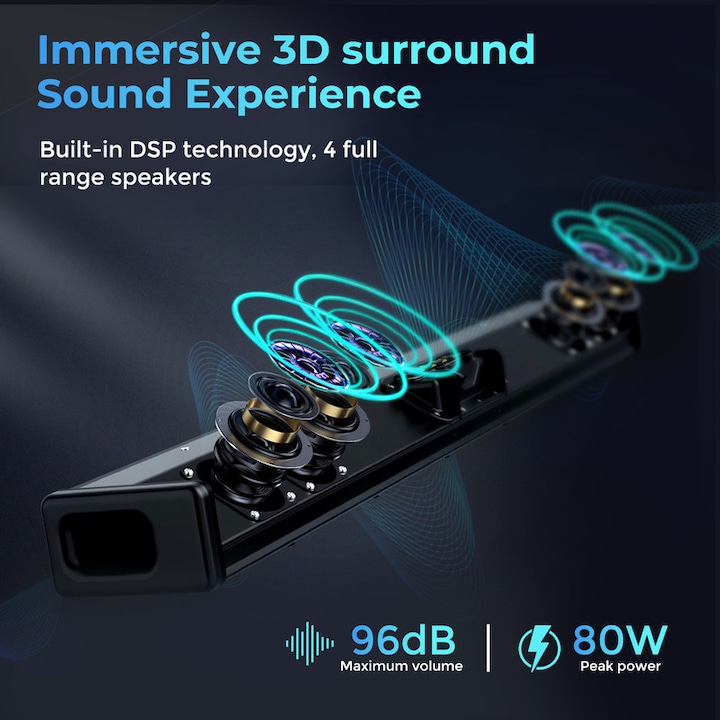 Actual product image OXS S3 Soundbar for TV Home Theater Audio with Bluetooth 5.0 (40 W, 2.0 Channel)