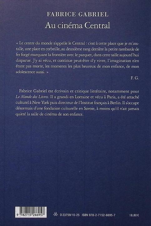 Produktbild Au cinéma Central (Französisch, Gabriel Fabrice, 2025)