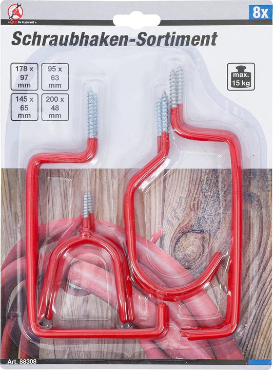 Immagine prodotto BGS Assortimento di ganci a vite per pareti e soffitti | 8 pezzi.