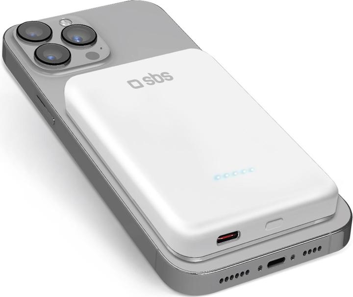 SBS Powerbank 5.000mAh USB-C 20W/MagSafe bianco (5000 mAh, 20 W)