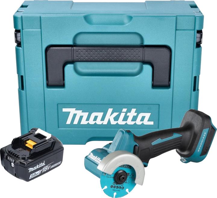 Produktbild Makita DMC 300 F1J Akku Winkelschleifer 18 V 76 mm Brushless + 1x Akku 3,0 Ah + Makpac - ohne (76 mm)