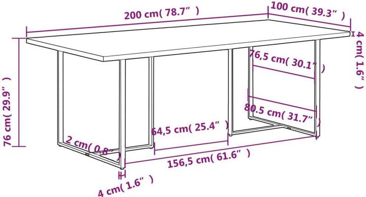 Produktbild vidaXL Esstisch (200 x 100 x 76 cm)