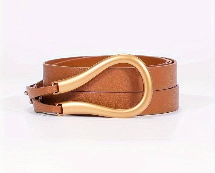 Only-Bags.Store Trendy Hufeisen Schnalle Punk Gürtel Schwarz PU Leder Taillenband Verstellbar Mantel Kleid Gürtel