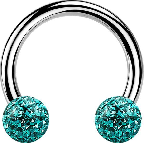 Immagine prodotto Star Piercing Micro Circular Barbell argento con due sfere di cristallo turchese Strato protettivo epossidico (senza ottone, Titanio)