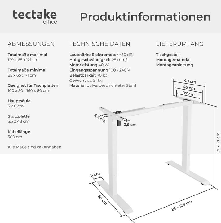 Actual product image tectake Electric table frame
