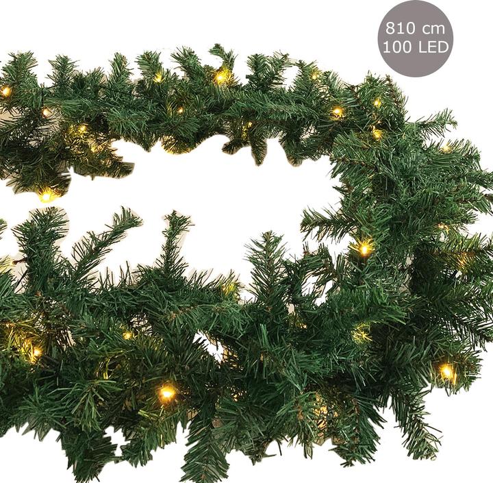 Produktbild Inda-Exclusiv XXL 100 LED Tannengirlande Lichterkette 810cm Girlande innen und aussen (8.10 m)