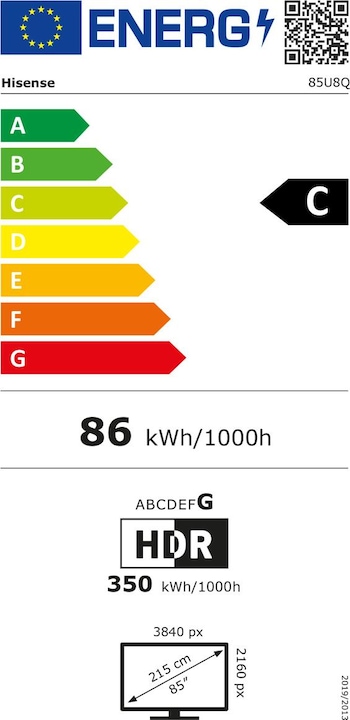 Energie-Label Hisense TV 85U8Q (85", U8KQ, LED, 4K, 2025)