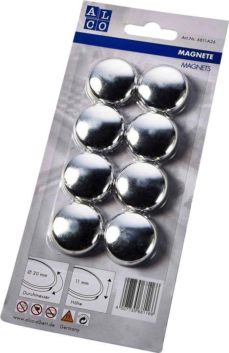 Actual product image Alco Flat magnets assorted, diameter : 30 mm (8 x)