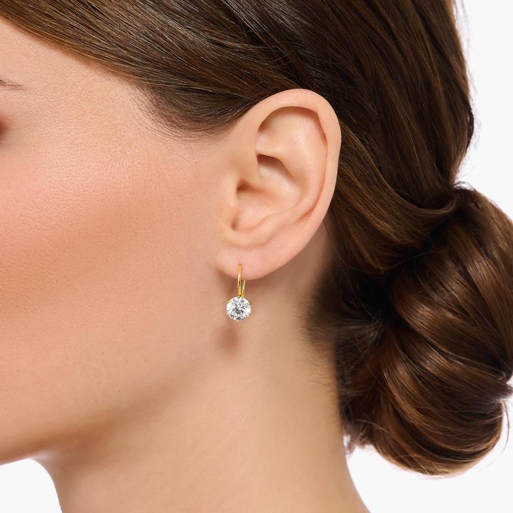 Image du produit Thomas Sabo Boucles d'oreilles avec un grand zircon blanc doré (Or jaune 750 plaqué or, Argent sterling 925)