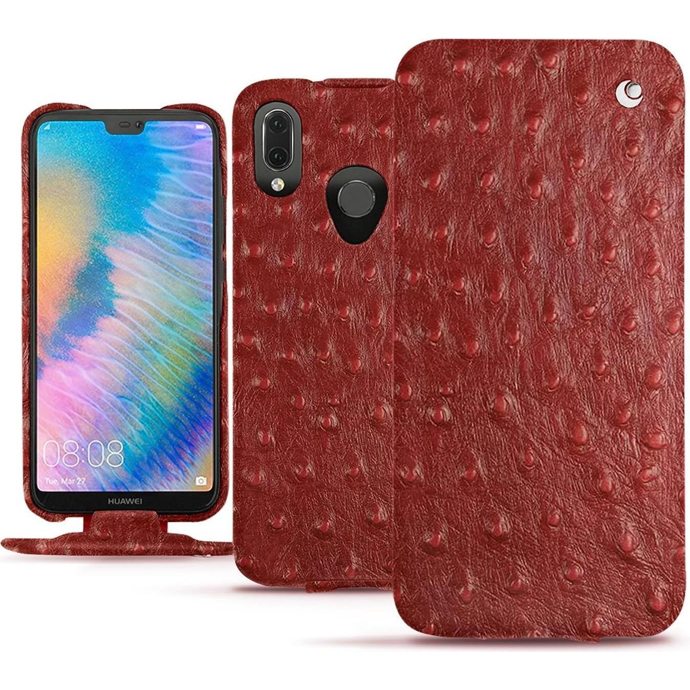 Noreve Lederschutzhülle vertikal (Huawei P20 Lite), Smartphone Hülle, Rot