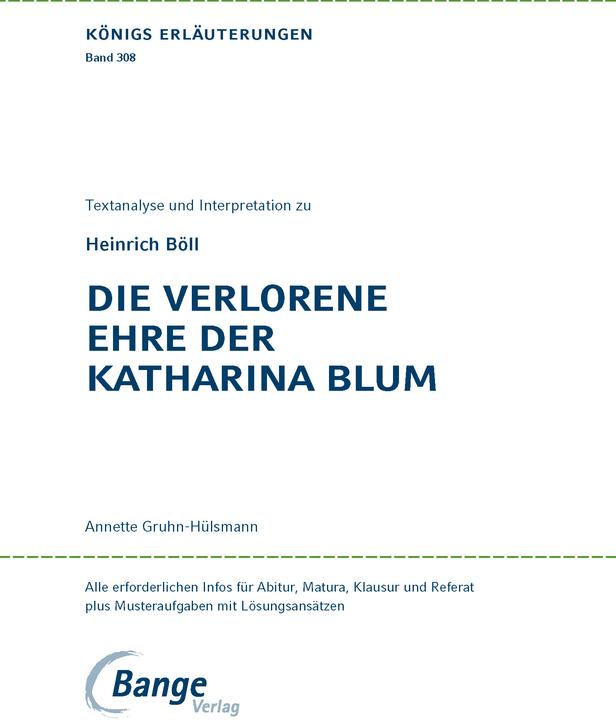 Image du produit Heinrich Böll: Die verlorene Ehre der Katharina Blum (Allemand, Henry Boell, 2019)