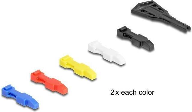 Actual product image Delock RJ45 network cable Cat.6A S/FTP with Secure Clips Set 3 m black (S/FTP, CAT6a, 3 m)