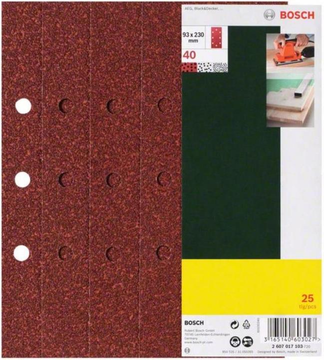 Produktbild Bosch Zubehör Schleifblatt-Set für Schwingschleifer, 25-teilig, 8 Löcher, 93 x 230 mm, 240 (240)