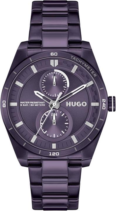 HUGO Orologio Uomo Analogico Al Quarzo - Cassa 42mm, Quadrante Nero, Bracciale In Acciaio Inox A Maglia - 2