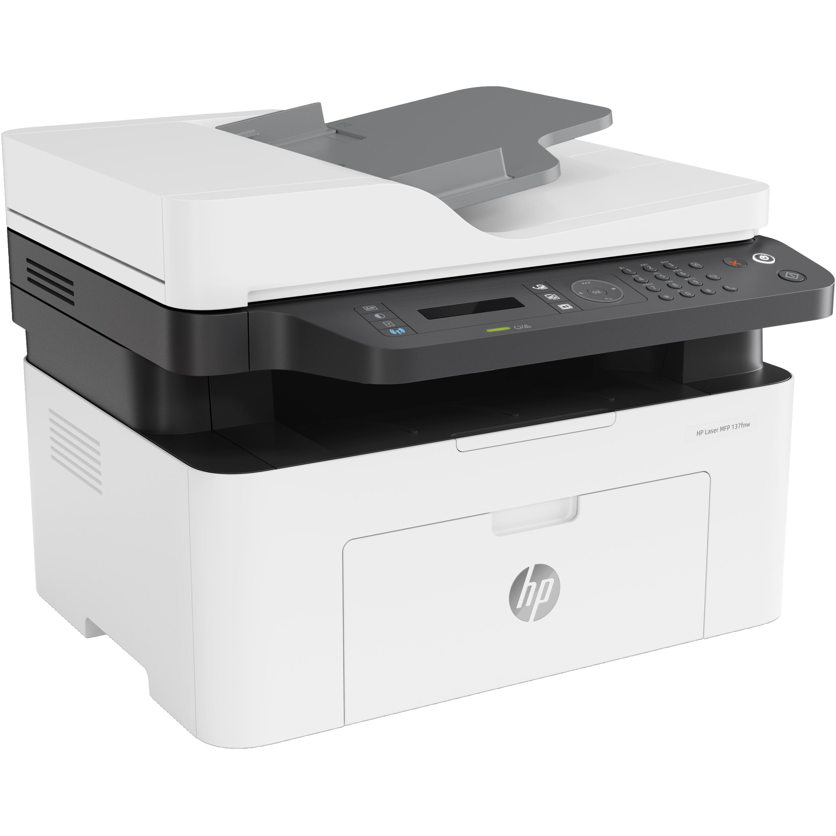 HP 137fnw (Laser, Schwarz-Weiss), Drucker, Weiss, Grau